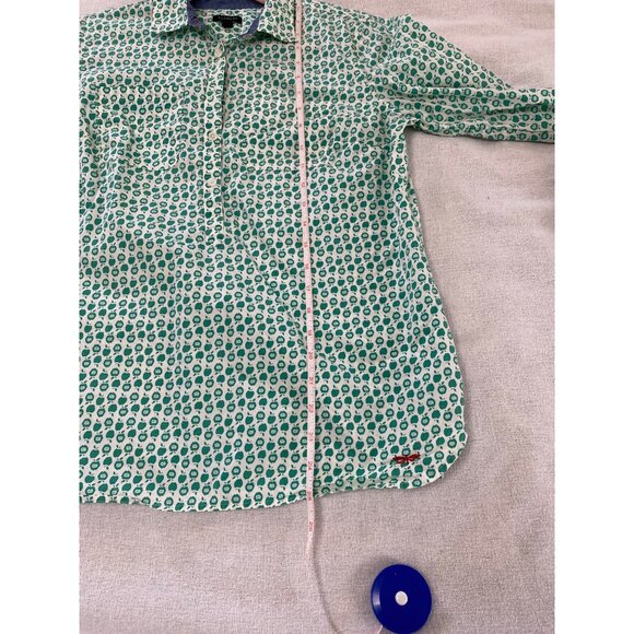 Talbots Sz 8 Green Apple Long Sleeve Button Shirt Novelty Fall Cottagecore Teach - Picture 10 of 12